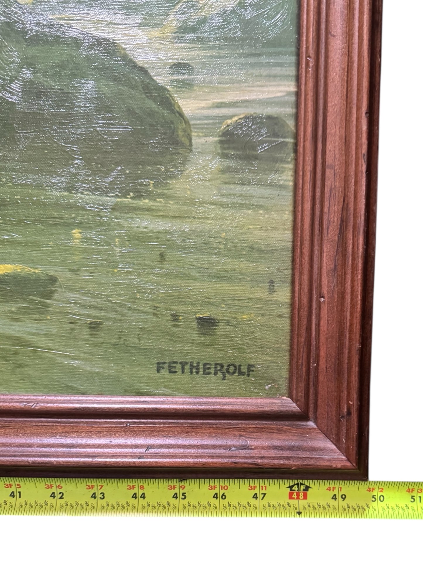 Vintage Sunset Splendor Coastal Seascape Print by Fetherolf in Wood Frame