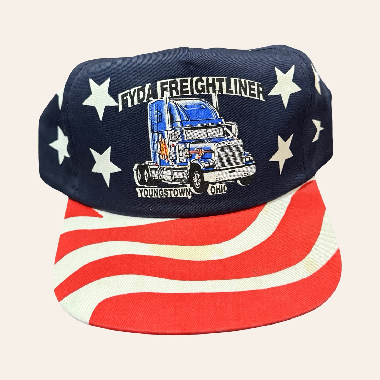 Vintage Snapback Hat — Fyda Freightliner Youngstown, Stars & Stripes USA
