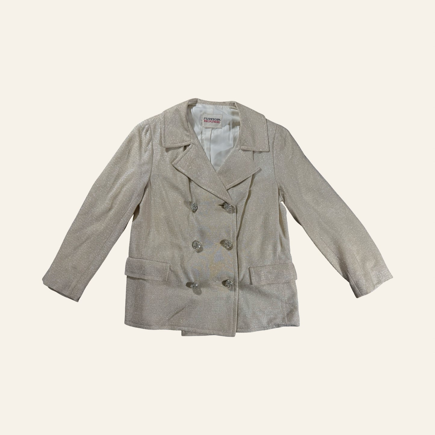 Vintage 60s Junior House 3-Piece Skirt Suit — Metallic Champagne Knit, Mod Glam