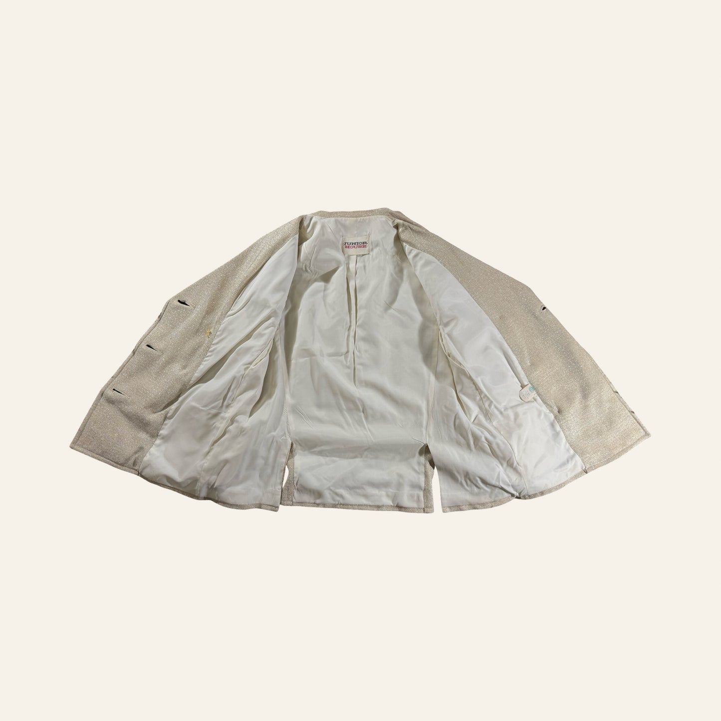 Vintage 60s Junior House 3-Piece Skirt Suit — Metallic Champagne Knit, Mod Glam