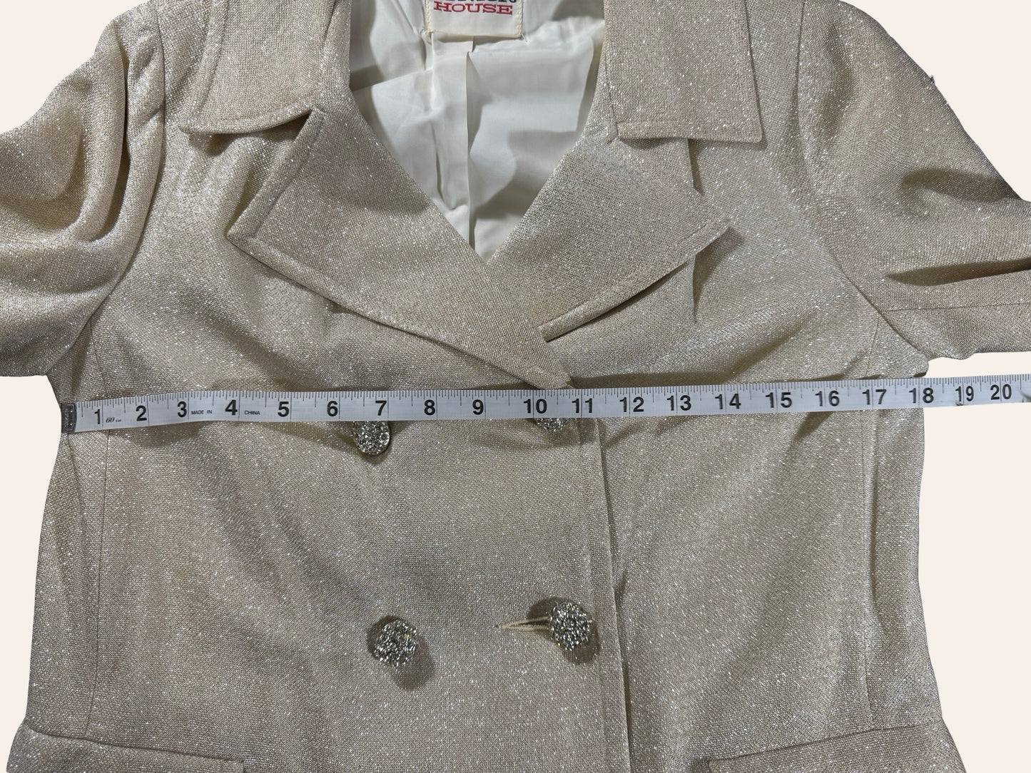 Vintage 60s Junior House 3-Piece Skirt Suit — Metallic Champagne Knit, Mod Glam