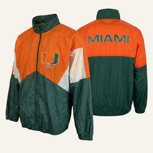 Vintage Miami Hurricanes Windbreaker — 90s Apex One Gameday Style, Color Block