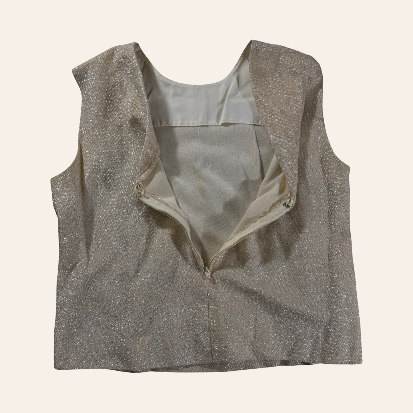 Vintage 60s Junior House 3-Piece Skirt Suit — Metallic Champagne Knit, Mod Glam