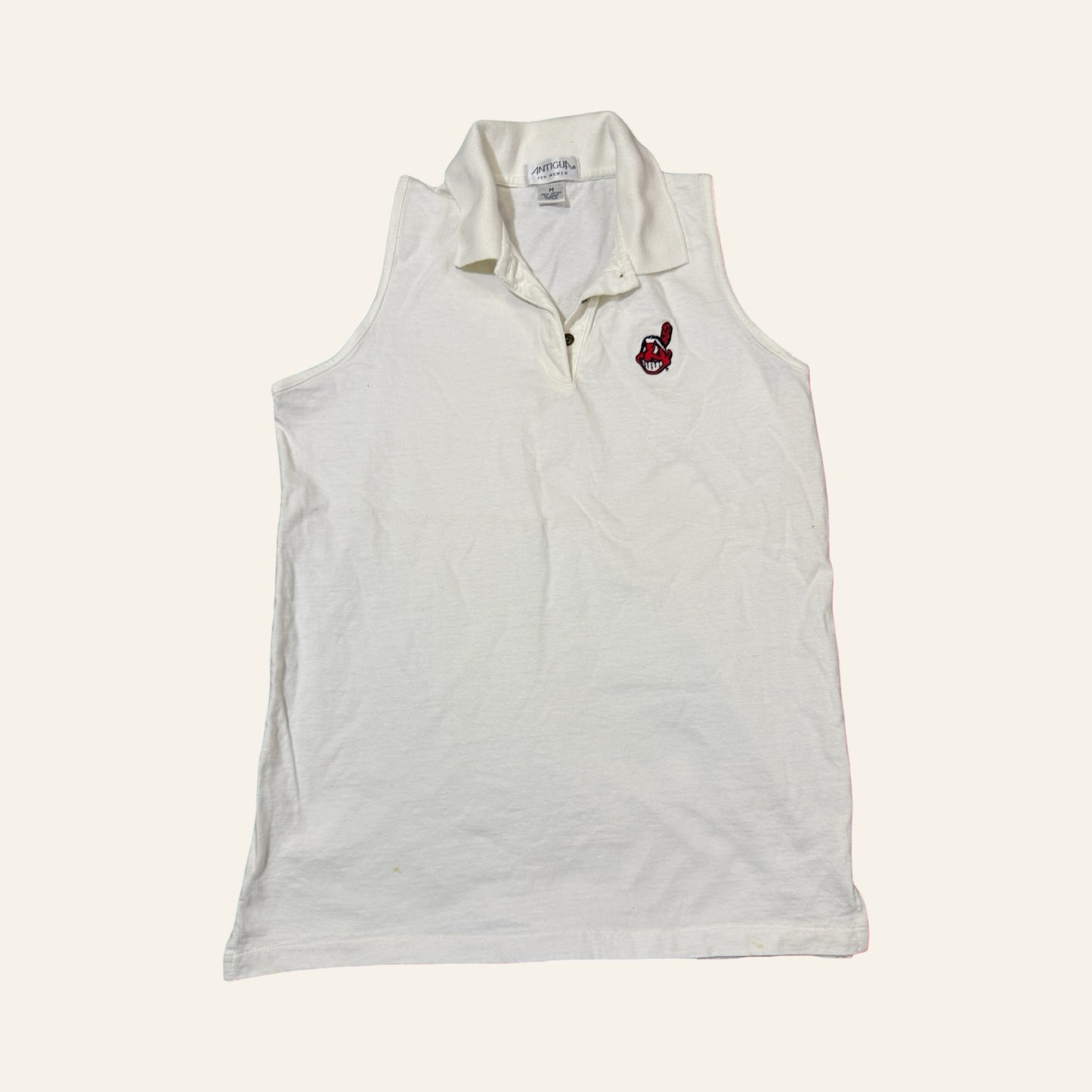 Vintage Antigua Polo — Retired Chief Wahoo Logo, Sleeveless Golf Cotton