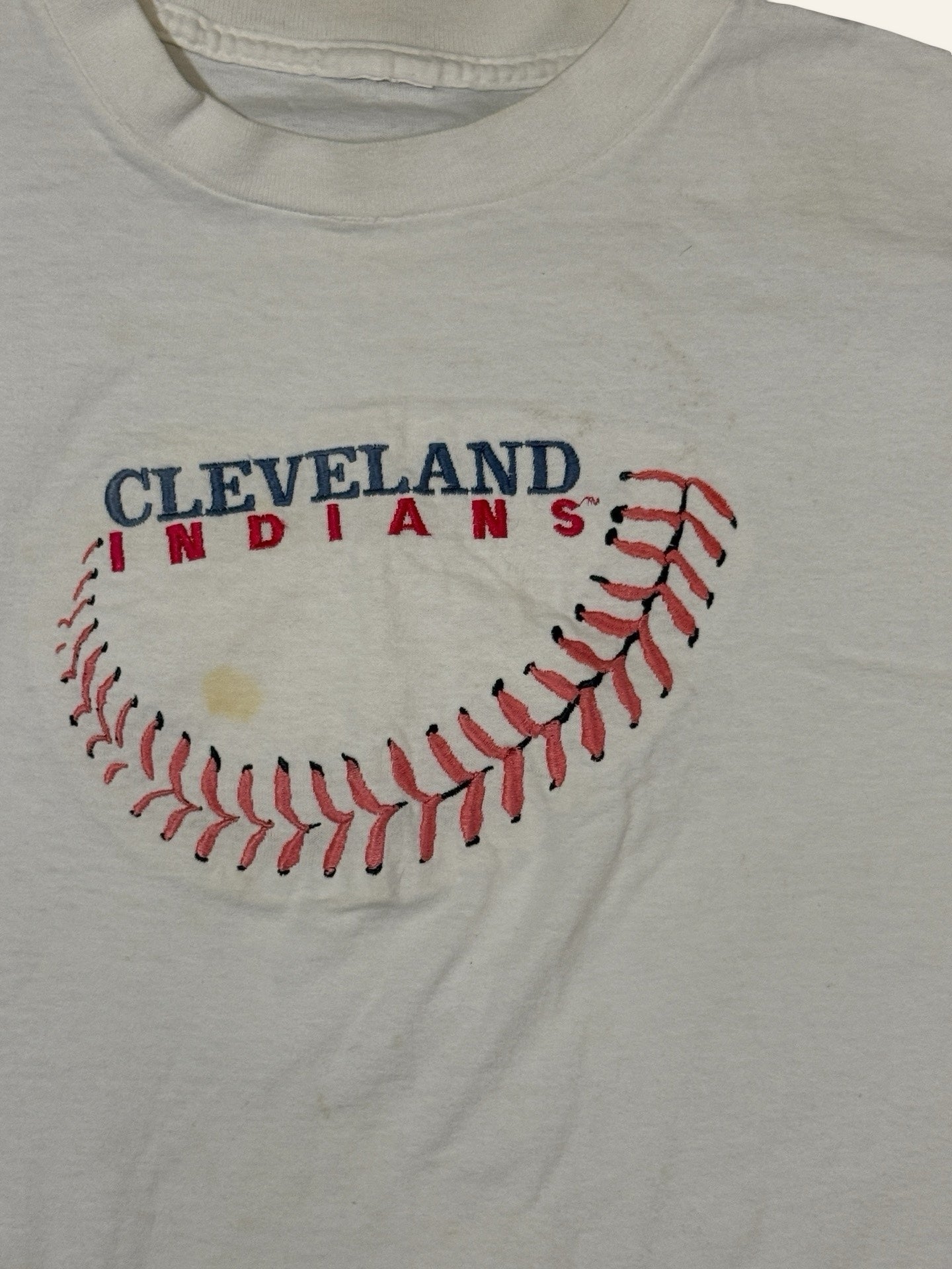 Vintage Cleveland Indians Tee — Embroidered Baseball Graphic, Fan Wear